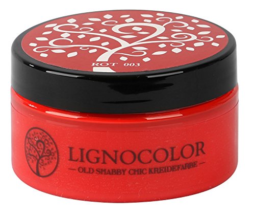 Lignocolor 100ml Kreidefarbe (Rot) Shabby Chic Lack Landhaus Stil Vintage Look Chalky finish von Lignocolor