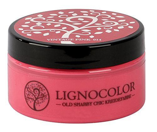 Lignocolor 100ml Kreidefarbe (Vintage Pink) Shabby Chic Lack Landhaus Stil Vintage Look Chalky finish von Lignocolor