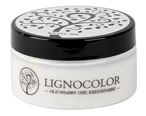 Lignocolor 100ml Kreidefarbe (Weiss) Shabby Chic Lack Landhaus Stil Vintage Look Chalky finish von Lignocolor