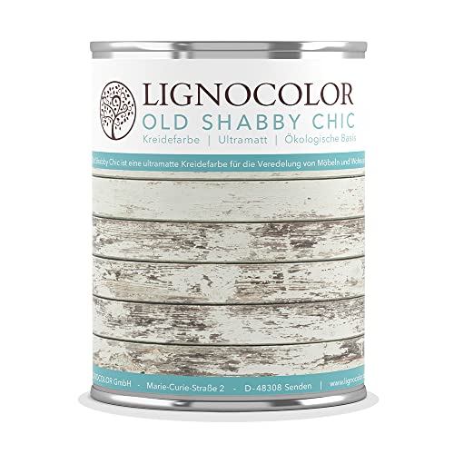 Lignocolor Kreidefarbe (Weiss) Shabby Chic Lack Landhaus Stil Vintage Look Chalky 1kg von Lignocolor