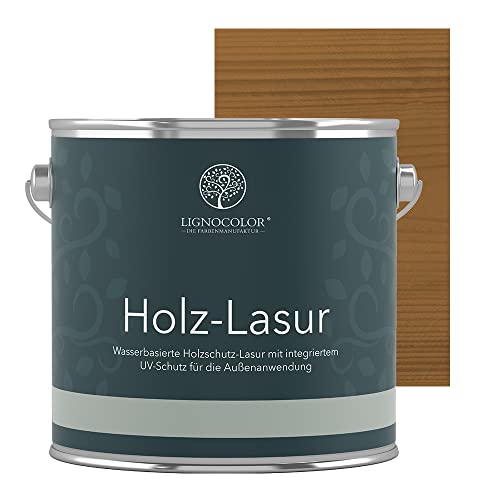 Lignocolor® Holzlasur (2,5L Eiche) Holzschutzlasur für Außen & Innen Wasserbasis – Andere Farbtöne verfügbar von Lignocolor