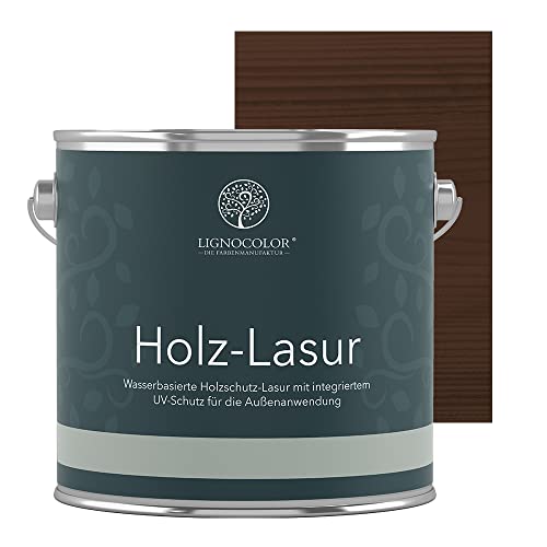 Lignocolor® Holzlasur (2,5L Nussbaum dunkel) Holzschutzlasur für Außen & Innen Wasserbasis – Andere Farbtöne verfügbar von Lignocolor
