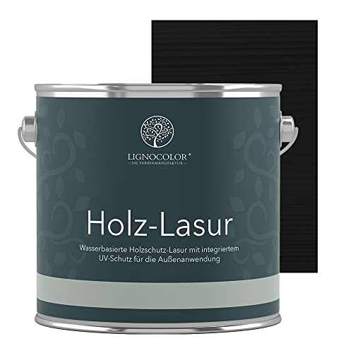 Lignocolor® Holzlasur (2,5L Schwarz) Holzschutzlasur für Außen & Innen Wasserbasis – Andere Farbtöne verfügbar von Lignocolor