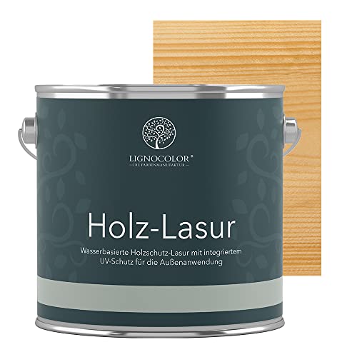 Lignocolor® Holzlasur (2,5L Transparent farblos) Holzschutzlasur für Außen & Innen Wasserbasis – Andere Farbtöne verfügbar von Lignocolor