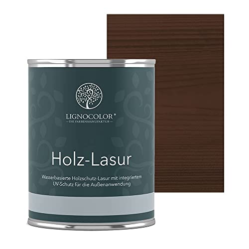 Lignocolor® Holzlasur (750ml Nussbaum dunkel) schützende Lasur für Außen & Innen Wasserbasis von Lignocolor