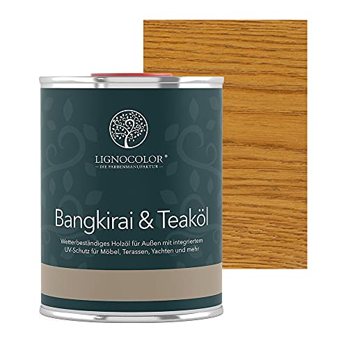 Lignocolor Teaköl | Holzöl für Gartenmöbel und Holz im Außenbereich | Holzschutz (1 L, Eiche) von Lignocolor