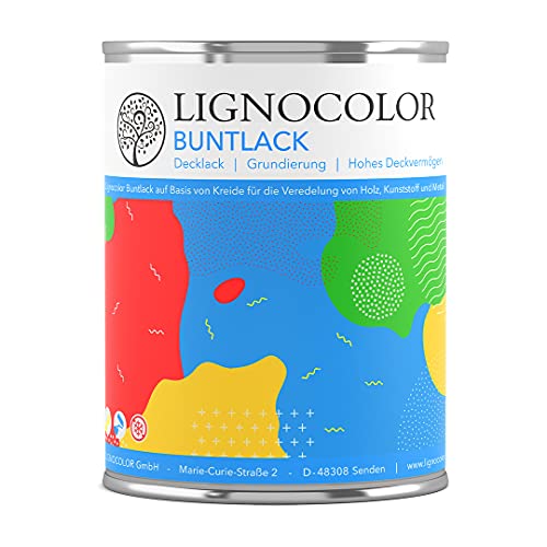 Lignocolor Buntlack glänzend | Möbelfarbe für Innen (750 ml, Schwarz glänzend) | hochdeckend für Holz, Metall, Kunststoff & Kinderspielzeug von Lignocolor