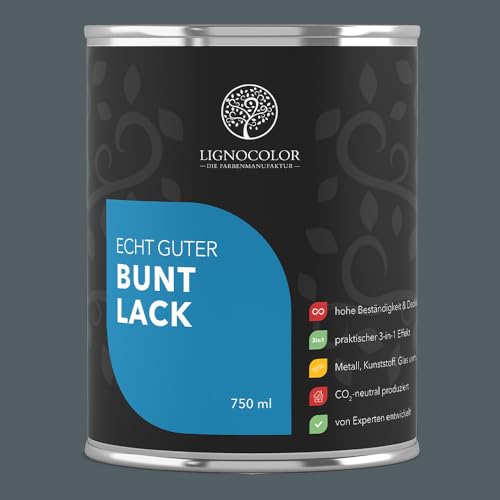 Lignocolor Buntlack glänzend (750 ml, Brooklyn) | hochbeständiger Lack für Holz, Metall, Kunststoff & Kinderspielzeug von Lignocolor