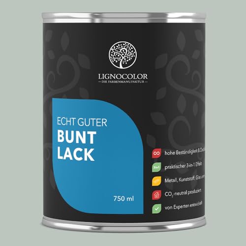Lignocolor Buntlack matt (750 ml, Sage) | hochbeständiger Lack für Holz, Metall, Kunststoff & Kinderspielzeug von Lignocolor