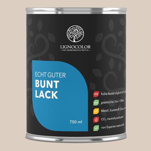 Lignocolor Buntlack matt (750 ml, Sahara) | hochbeständiger Lack für Holz, Metall, Kunststoff & Kinderspielzeug von Lignocolor
