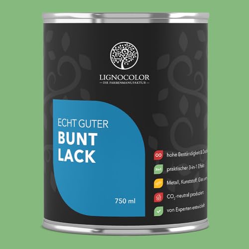 Lignocolor Buntlack matt (750 ml, Venice Green) | hochbeständiger Lack für Holz, Metall, Kunststoff & Kinderspielzeug von Lignocolor