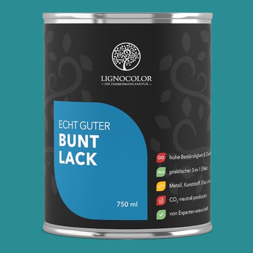 Lignocolor Buntlack matt (750 ml, Vintage Blue) | hochbeständiger Lack für Holz, Metall, Kunststoff & Kinderspielzeug von Lignocolor
