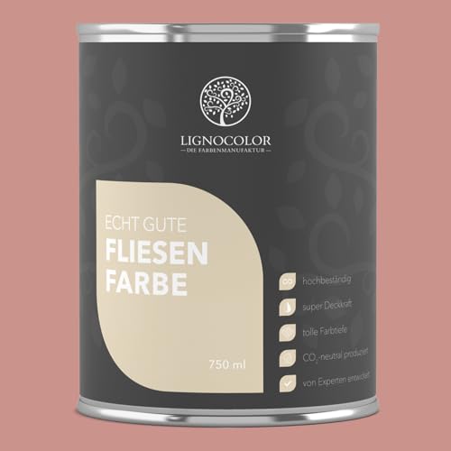 Lignocolor Fliesenfarbe matt| hochbeständige Farbe für Wand- & Bodenfliesen (Terracotta matt, 750 ml) | hochdeckend für den Innenbereich von Lignocolor