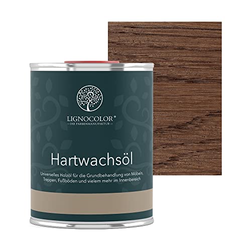 Lignocolor Hartwachsöl Holzöl für den Innenbereich (1 L, Dunkelbraun) von Lignocolor