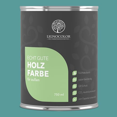 Lignocolor Holzfarbe Außen glänzend | wetterfeste Farbe für den Außenbereich (Pacific glänzend, 750ml) | hochdeckend & hochbeständig von Lignocolor