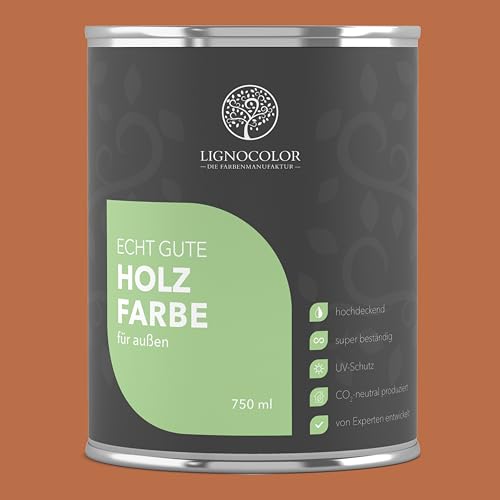 Lignocolor Holzfarbe Außen matt | wetterfeste Farbe für den Außenbereich (Indian Summer matt, 750ml) | hochdeckend & hochbeständig von Lignocolor