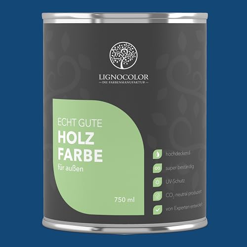 Lignocolor Holzfarbe Außen matt | wetterfeste Farbe für den Außenbereich (Königsblau matt, 2,5L) | hochdeckend & hochbeständig von Lignocolor