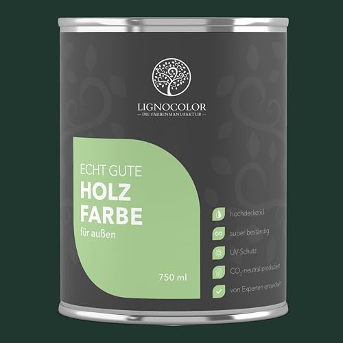 Lignocolor Holzfarbe Außen matt | wetterfeste Farbe für den Außenbereich (Moosgrün matt, 750ml) | hochdeckend & hochbeständig von Lignocolor