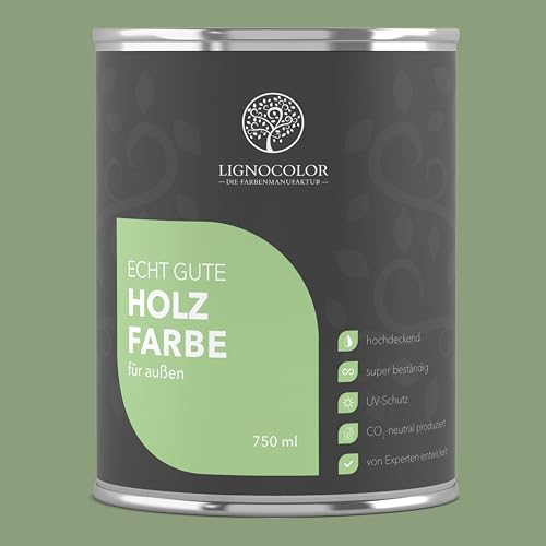 Lignocolor Holzfarbe Außen matt | wetterfeste Farbe für den Außenbereich (Salbeigrün matt, 2,5L) | hochdeckend & hochbeständig von Lignocolor