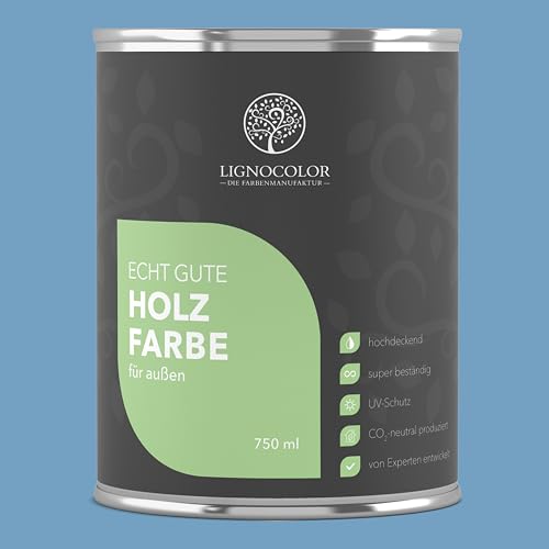 Lignocolor Holzfarbe Außen matt | wetterfeste Farbe für den Außenbereich (Sky Blue matt, 2,5L) | hochdeckend & hochbeständig von Lignocolor