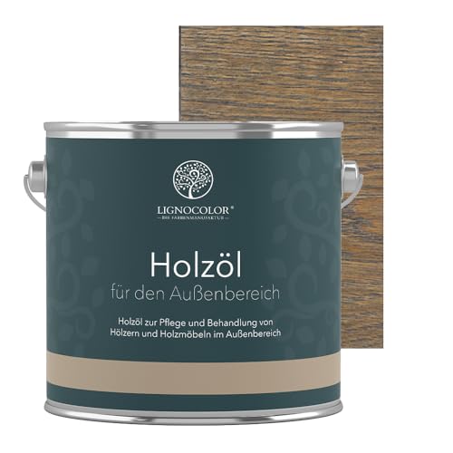 Lignocolor Holzöl für Außen | Natürliches Holzöl für Teak, Bangkirai, Lärche & mehr | UV-Schutz & seidenmatte Oberfläche | CO₂ neutral produziert (Anthrazit Grau, 2,5 L) von Lignocolor