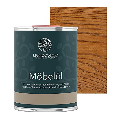 Lignocolor Möbelöl - hochwertiges und natürliches Holzöl für den Innenbereich (1 L, Eiche dunkel) von Lignocolor
