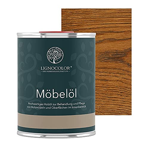 Lignocolor Möbelöl - hochwertiges und natürliches Holzöl für den Innenbereich (1 L, Nussbaum dunkel) von Lignocolor