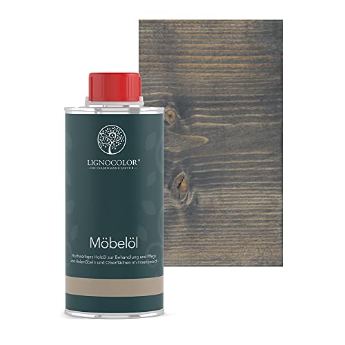 Lignocolor Möbelöl - hochwertiges und natürliches Holzöl für den Innenbereich (250 ml, Anthrazit Grau) von Lignocolor