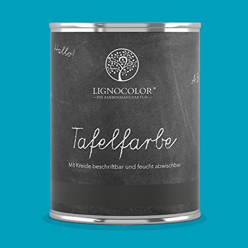 Lignocolor Tafelfarbe Tafellack echter Tafel-Look 750ml (Blue Lagoon 04) von Lignocolor