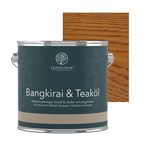 Lignocolor Teaköl | Holzöl für Gartenmöbel und Holz im Außenbereich | Holzschutz (2,5 L, Eiche dunkel) von Lignocolor