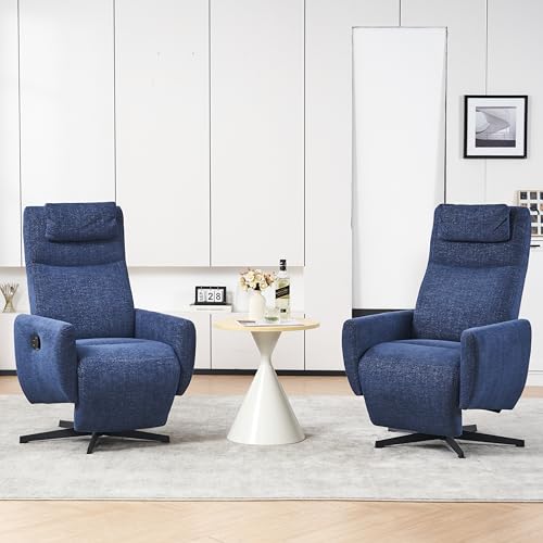 Bequemer Relaxsessel mit Liegefunktion – Chenille Fernsehsessel mit Fußstütze, Drehbarer Stillsessel & Loungesessel für Wohnzimmer, Modernes Sofa, Blau von Ligterra