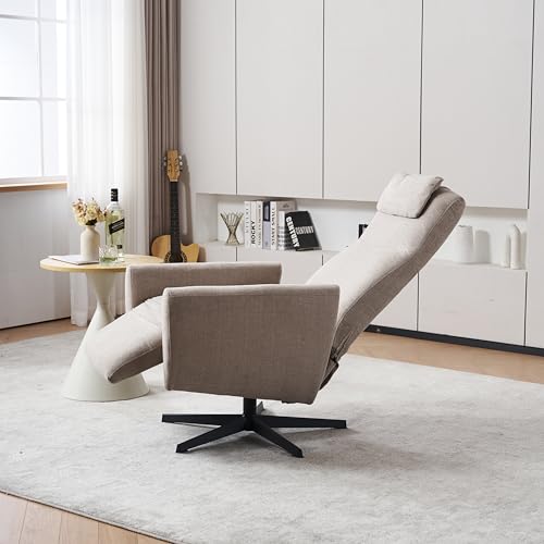 Bequemer Relaxsessel mit Liegefunktion – Chenille Fernsehsessel mit Fußstütze, Drehbarer Stillsessel & Loungesessel für Wohnzimmer, Modernes Sofa, Grau von Ligterra