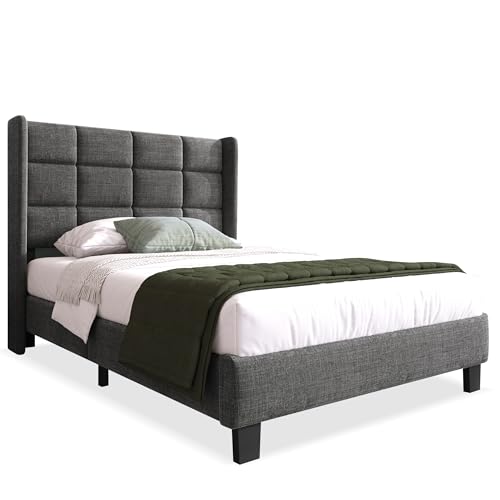 Polsterbett Doppelbett 90x200 cm Modernes Design Stabiler Bettrahmen mit Kopfteil & Lattenrost - ohne Matratze von Ligterra