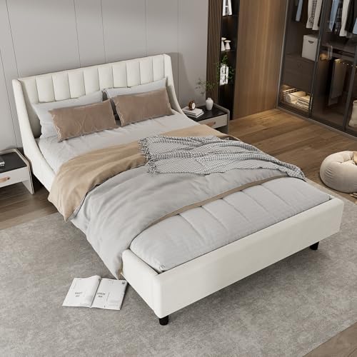 Polsterbett Doppelbett,Bett140x200 cm mit Lattenrost - Samtbezug, minimalistisches Design, Boxspring-Optik, Stabiler Rahmen (ohne Matratze) ﻿ von Ligterra