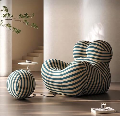 Faules Sofa, Kompressionssofa, Loungesessel, Einzelsofa, EIN Muss für Kleine Haushalte, Simulieren Mamas Umarmung, für Wohnzimmer, Schlafzimmer, Lounge, 118 * 102 * 93cm (Blau-Gelb) von Ligterra