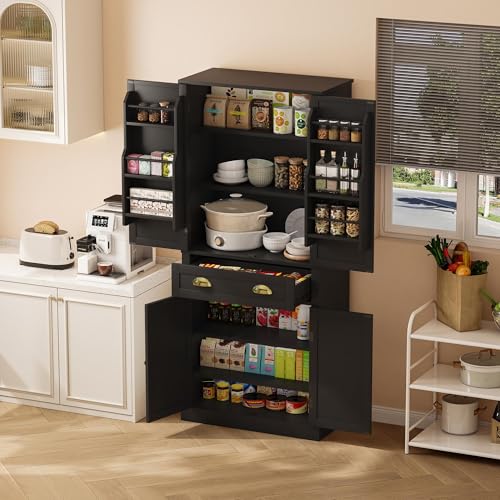 Ligterra 182 cm Aufbewahrungsschrank, 4 Türen + 1 Schublade mit Ablageflächen 6 Fächer & 4 verstellbare Böden Für Küche, Esszimmer, Wohnzimmer von Ligterra