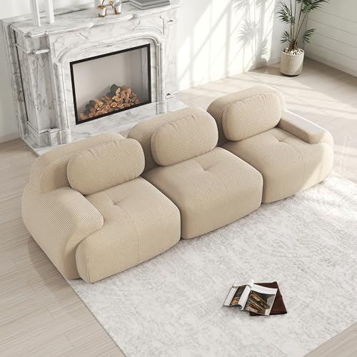 Ligterra 3-Sitzer-Sofa aus Premium Modular kombinierbar Mit Rutschfester Unterseite & ergonomischen Armlehnen Ohne Montage · Hochelastische Polsterung Für Wohnzimmer und Schlafzimmer Beige von Ligterra