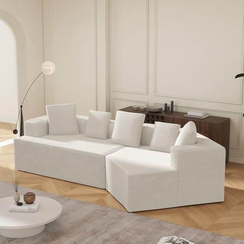 Ligterra 312CM Schneider Komfort Stoff mit Wolken Kombinationssofa，Wohnzimmersofa， Wolken Modulares Sofa Ohne Montage Voll komprimierte Verpackung Bequem & Vielseitig von Ligterra