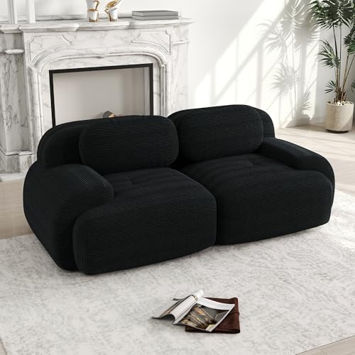 Ligterra 82" Sofa 2 sitzer , modulares Loveseat Sofa mit Cord Samt, gebogenen Armen und Rutschfester Basis hohe Widerstandsfähigkeit für Wohnzimmer, Schlafzimmer, Heimkino -Black Ligterra 82" Sofa 2 sitzer , modulares Loveseat Sofa mit Cord Samt, gebogenen Armen und Rutschfester Basis hohe Widerstandsfähigkeit für Wohnzimmer, Schlafzimmer, Heimkino -Black von Ligterra