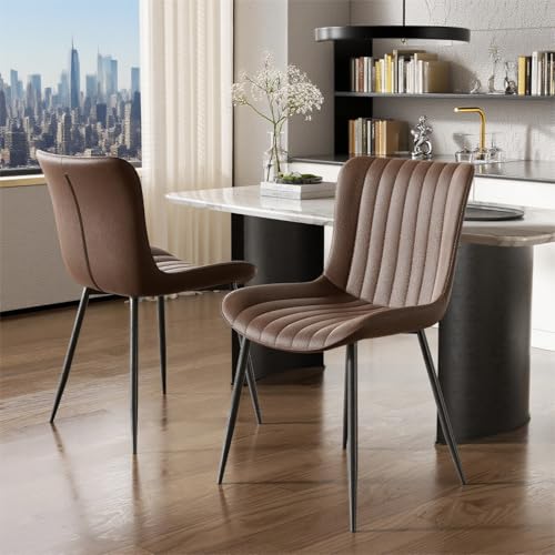 Ligterra Barhocker 2er Set, Barhocker, Freischwinger Stühle, Esszimmer-PU-Esszimmerstühle, Kunstleder-Sessel, Kratzfest und Abwaschbar, für Wohnzimmer/Bar/Esszimmer, 46.5 * 58 * 80cm (Braun) von Ligterra