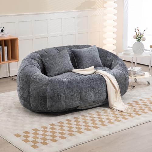 Ligterra Bean Bag, Sofa Lazy Sofa Durable Comfort Lounger, High Back Bean Bag Chair Couch für Erwachsene und Kinder, Indoor & Outdoor, Accent Floor Soft Lounge Chair (Grau Chenille) von Ligterra