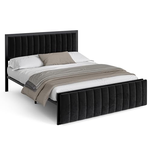 Ligterra Polsterbett 160x200， mit (klappbar) Endbank & Stauraum Multifunktionsbett Bettgestell aus Eisen Für Jugendliche & Erwachsene Doppelbett Jugendbett, Erwachsenenbett von Ligterra