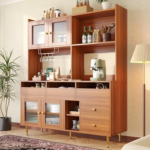 Ligterra Buffetschrank, 170cm Küchenschrank, Vitrinenschrank Hochschrank mit 4 Türen, Buffetschrank Mehrzweckschrank für Küche Wohnzimmer Esszimmer, Braun/145 x 39 x 171 cm Ligterra Buffetschrank, 170cm Küchenschrank, Vitrinenschrank Hochschrank mit 4 Türen, Buffetschrank Mehrzweckschrank für Küche Wohnzimmer Esszimmer, Braun/145 x 39 x 171 cm von Ligterra