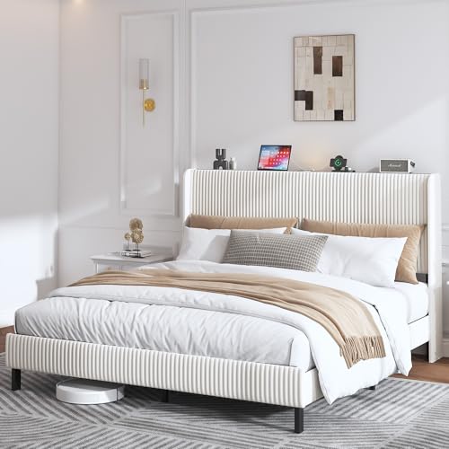 Ligterra Doppelbettgestell 180x200 cm ,Bettgestell, mit gepolstertem Kopfteil & Flügel-Design Rutschfester & geräuschfreier Metallrahmen Ohne Boxspring notwendig Ligterra Doppelbettgestell 180x200 cm ,Bettgestell, mit gepolstertem Kopfteil & Flügel-Design Rutschfester & geräuschfreier Metallrahmen Ohne Boxspring notwendig von Ligterra