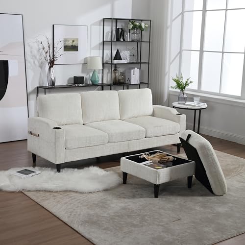 Ligterra Elegantes Sofa mit Hocker & Stauraum – 4-Sitzer mit bequemen Armlehnen, Getränkehalter, Seitentaschen & robusten Kunststofffüßen, Samtbezug für hautfreundlichen Komfort Gelb Ligterra Elegantes Sofa mit Hocker & Stauraum – 4-Sitzer mit bequemen Armlehnen, Getränkehalter, Seitentaschen & robusten Kunststofffüßen, Samtbezug für hautfreundlichen Komfort Gelb von Ligterra