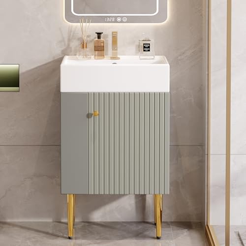 Ligterra Gäste WC Waschbecken mit Unterschrank, Waschbecken mit Unterschrank 55 cm, Waschtischunterschrank, Kleine Gästebadmöbel,Grau Ligterra Gäste WC Waschbecken mit Unterschrank, Waschbecken mit Unterschrank 55 cm, Waschtischunterschrank, Kleine Gästebadmöbel,Grau von Ligterra