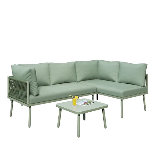 Ligterra Garten Lounge,Gartenmöbel-Set,2 Sofas 1 Tisch Inkl. Sitzkissen höhenverstellbaren Füßen Outdoor Möbel für Terrasse, Balkon, Garten, Garten,Green Ligterra Garten Lounge,Gartenmöbel-Set,2 Sofas 1 Tisch Inkl. Sitzkissen höhenverstellbaren Füßen Outdoor Möbel für Terrasse, Balkon, Garten, Garten,Green von Ligterra