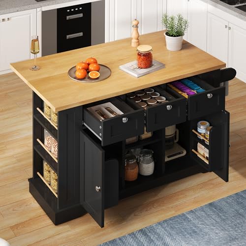 Ligterra Kücheninsel Küchenschrank mit Arbeitsplatte, Kücheninsel mit Gewürzregal, Handtuchhalter, 5 Rollen, Multifunktionsschrank, Schwarz, 132 x 70 x 87 cm Ligterra Kücheninsel Küchenschrank mit Arbeitsplatte, Kücheninsel mit Gewürzregal, Handtuchhalter, 5 Rollen, Multifunktionsschrank, Schwarz, 132 x 70 x 87 cm von Ligterra