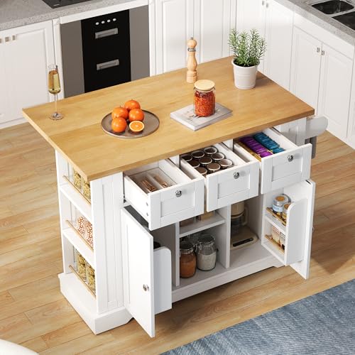 Ligterra Kücheninsel Küchenschrank mit Arbeitsplatte, Kücheninsel mit Gewürzregal, Handtuchhalter, 5 Rollen, Multifunktionsschrank, Weiß, 132 x 70 x 87 cm Ligterra Kücheninsel Küchenschrank mit Arbeitsplatte, Kücheninsel mit Gewürzregal, Handtuchhalter, 5 Rollen, Multifunktionsschrank, Weiß, 132 x 70 x 87 cm von Ligterra