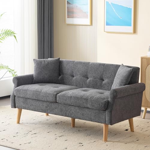Ligterra Modernes 2-Sitzer Sofa aus Chenille-Stoff Doppelsitz mit Premium Komfortkissen Polstersofa für Wohnzimmer & kleine Räume Bequemes Polstermöbel in Grau von Ligterra
